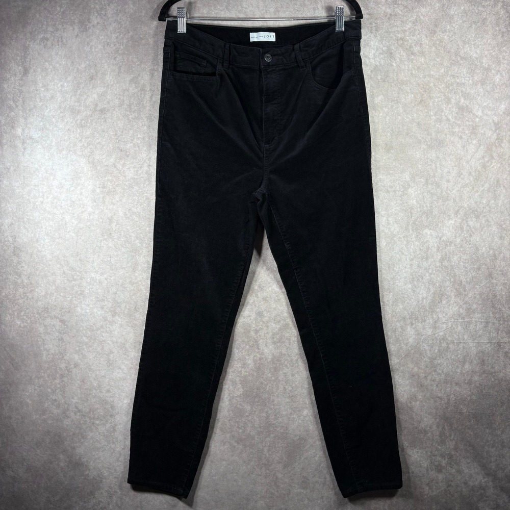 Loft Pants Women 31/12 Black Corduroy High Waist Skinny Stretch Casual Classic